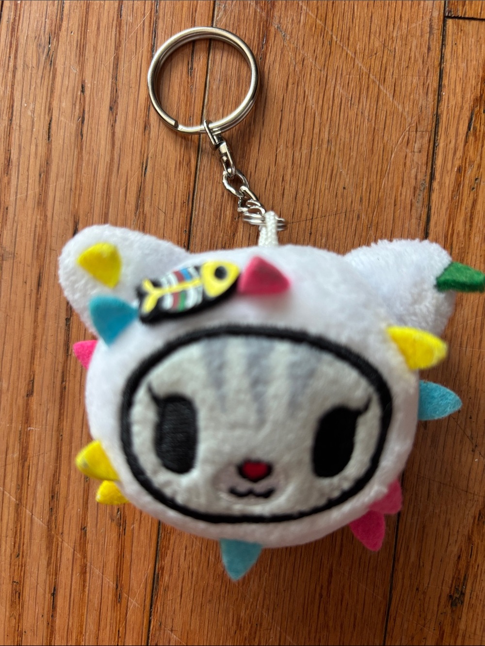 tokidoki Plush Keychain White with Yellow Pink Blue Green Accents